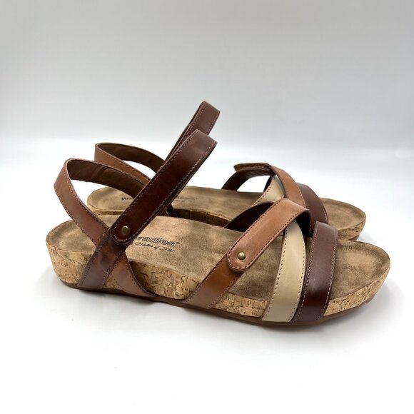 6WW 6XW 6EE Walking Cradles Womens Pool Brown Leather Comfort Sandals Shoes - Picture 1 of 14